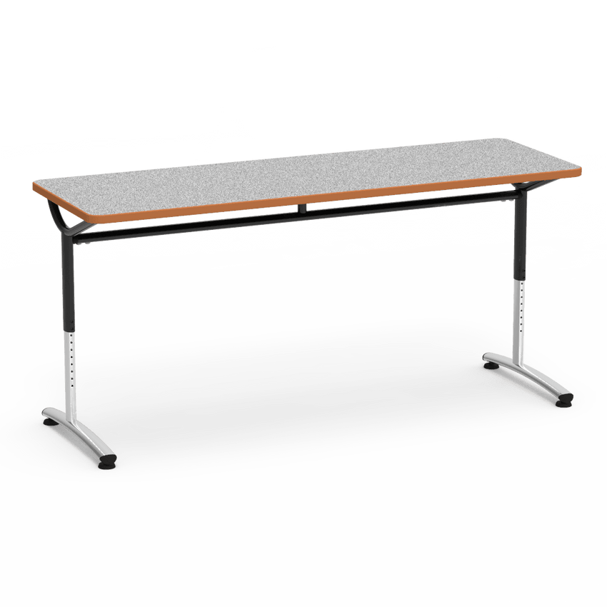 Virco TEXT Series Adjustable Height Training Table featuring Vertical Range and High - Performance Laminate Worksurface with Heavy - Gauge Steel Frame 72"W x 24"D x 26 - 34"H (TABLE - TE24728YADJ) - SchoolOutlet