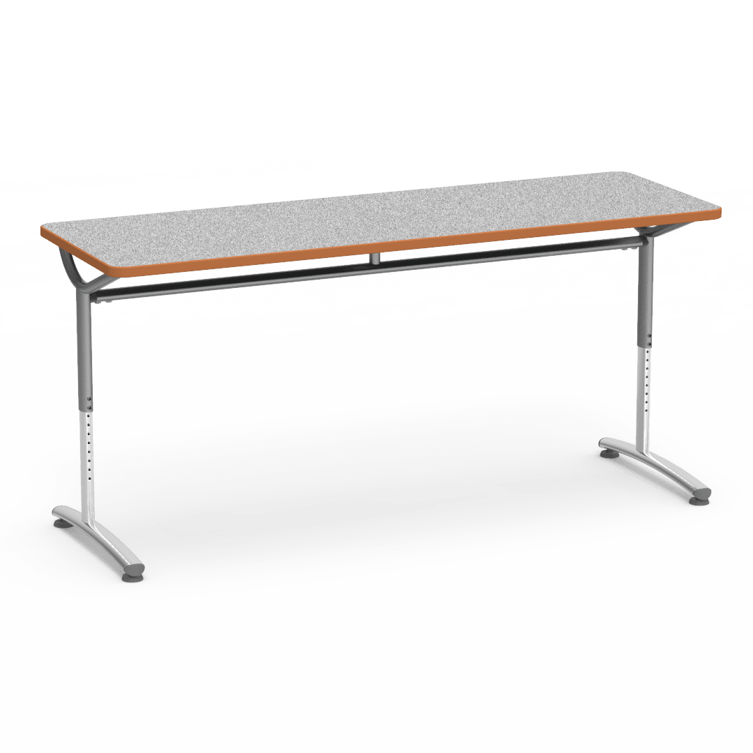 Virco TEXT Series Adjustable Height Training Table featuring Vertical Range and High - Performance Laminate Worksurface with Heavy - Gauge Steel Frame 72"W x 24"D x 26 - 34"H (TABLE - TE24728YADJ) - SchoolOutlet
