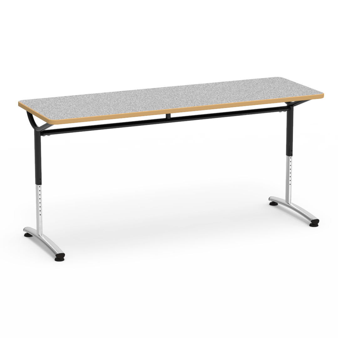 Virco TEXT Series Adjustable Height Training Table featuring Vertical Range and High - Performance Laminate Worksurface with Heavy - Gauge Steel Frame 72"W x 24"D x 26 - 34"H (TABLE - TE24728YADJ) - SchoolOutlet