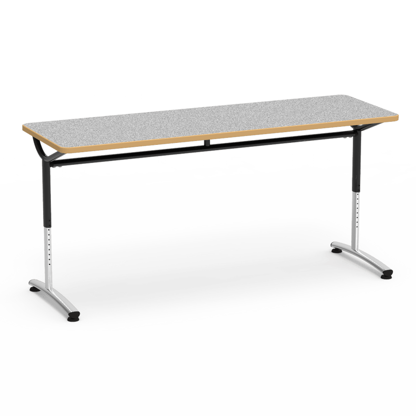 Virco TEXT Series Adjustable Height Training Table featuring Vertical Range and High - Performance Laminate Worksurface with Heavy - Gauge Steel Frame 72"W x 24"D x 26 - 34"H (TABLE - TE24728YADJ) - SchoolOutlet