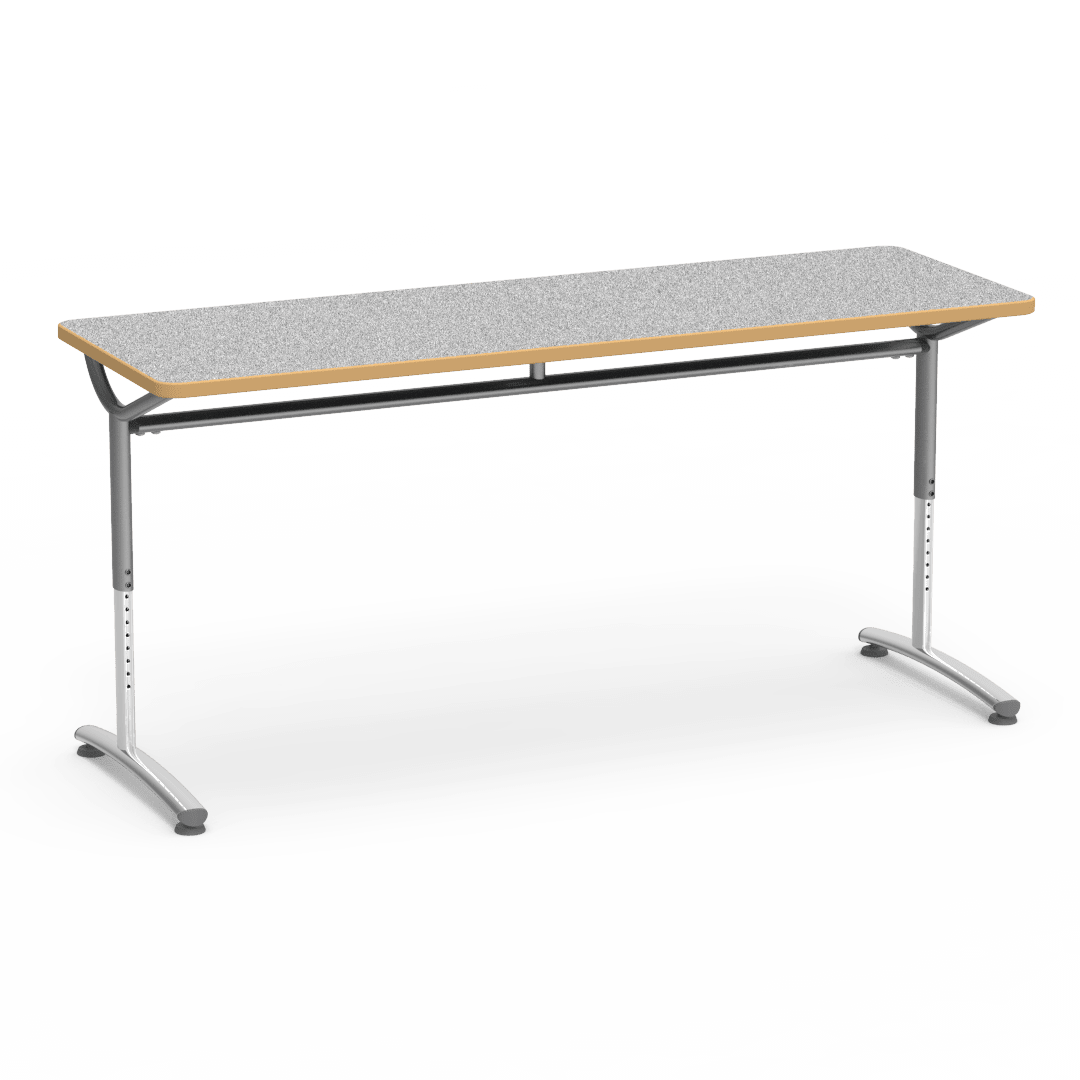 Virco TEXT Series Adjustable Height Training Table featuring Vertical Range and High - Performance Laminate Worksurface with Heavy - Gauge Steel Frame 72"W x 24"D x 26 - 34"H (TABLE - TE24728YADJ) - SchoolOutlet