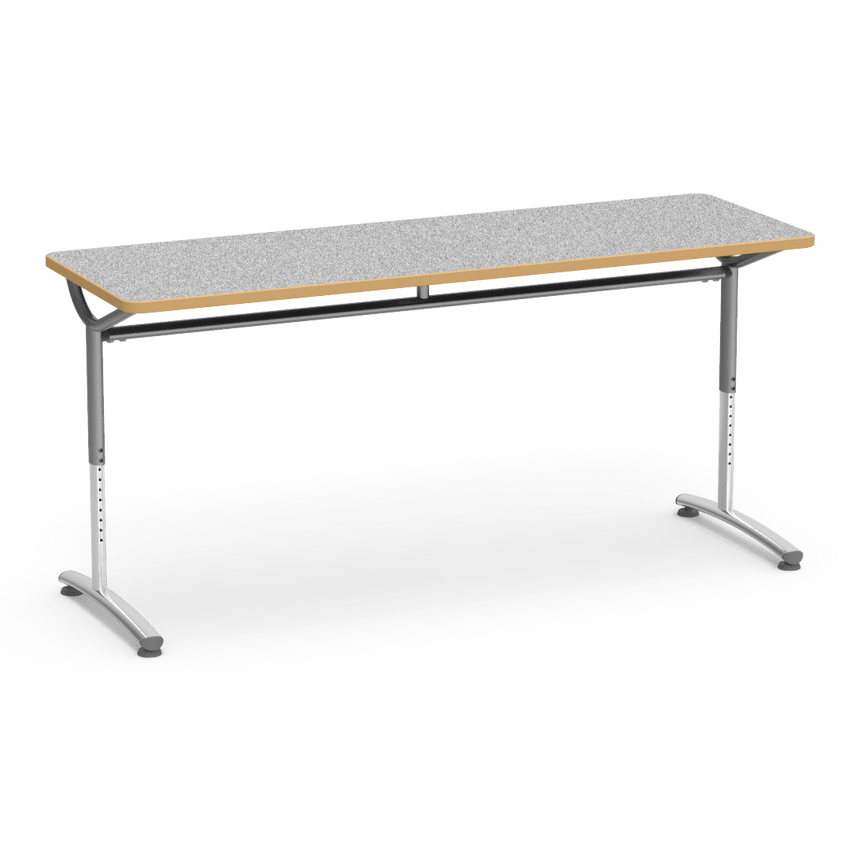 Virco TEXT Series Adjustable Height Training Table featuring Vertical Range and High - Performance Laminate Worksurface with Heavy - Gauge Steel Frame 72"W x 24"D x 26 - 34"H (TABLE - TE24728YADJ) - SchoolOutlet