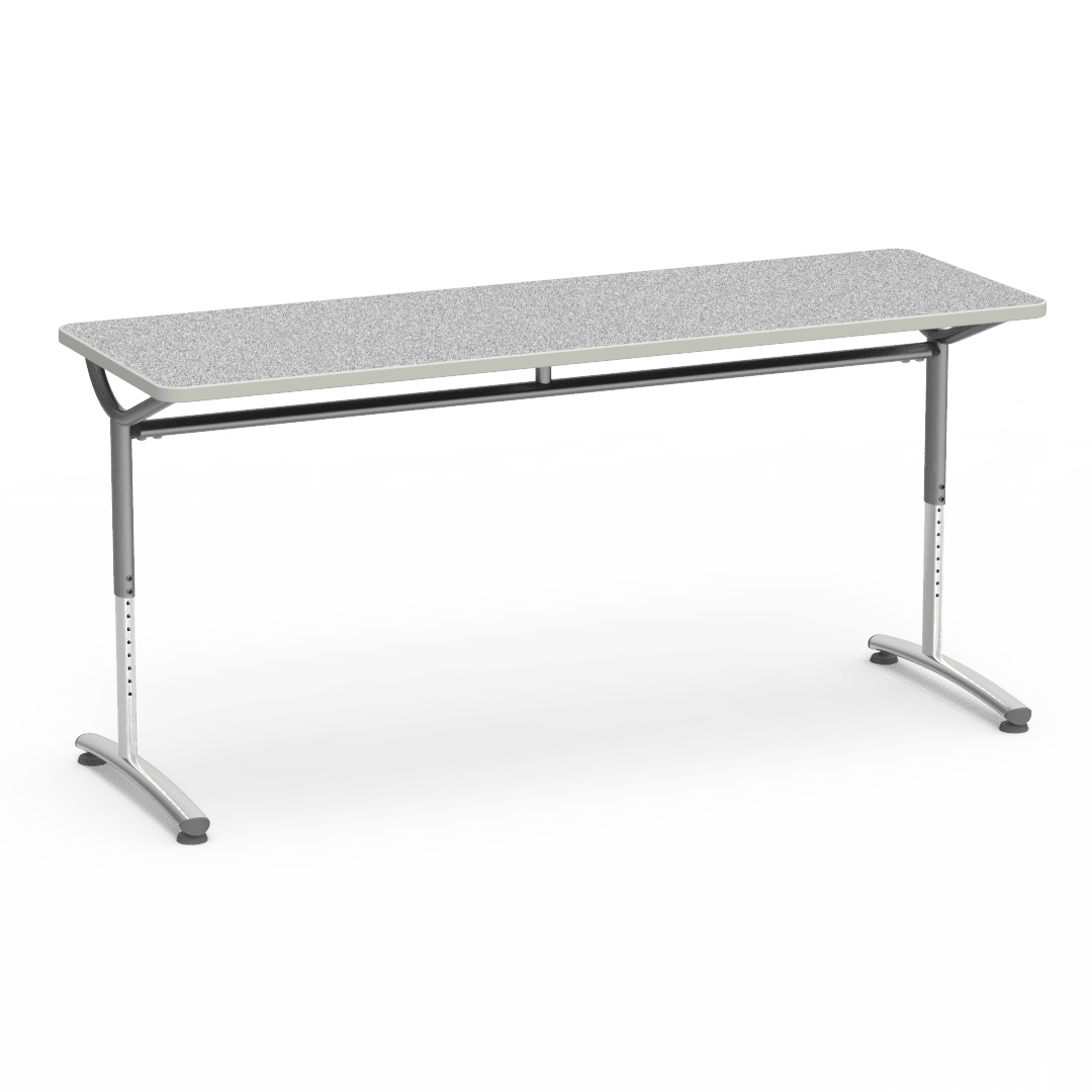 Virco TEXT Series Adjustable Height Training Table featuring Vertical Range and High - Performance Laminate Worksurface with Heavy - Gauge Steel Frame 72"W x 24"D x 26 - 34"H (TABLE - TE24728YADJ) - SchoolOutlet