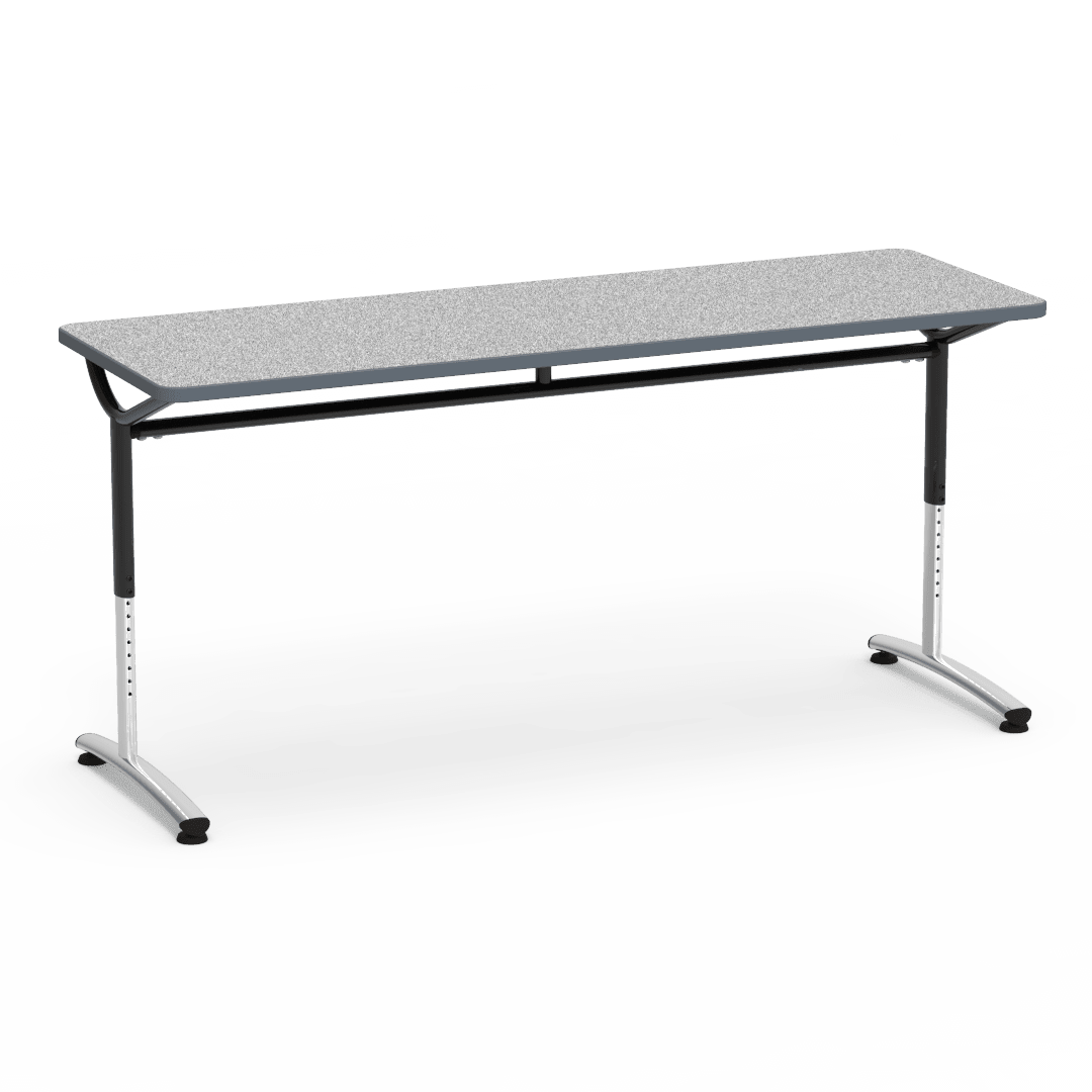 Virco TEXT Series Adjustable Height Training Table featuring Vertical Range and High - Performance Laminate Worksurface with Heavy - Gauge Steel Frame 72"W x 24"D x 26 - 34"H (TABLE - TE24728YADJ) - SchoolOutlet
