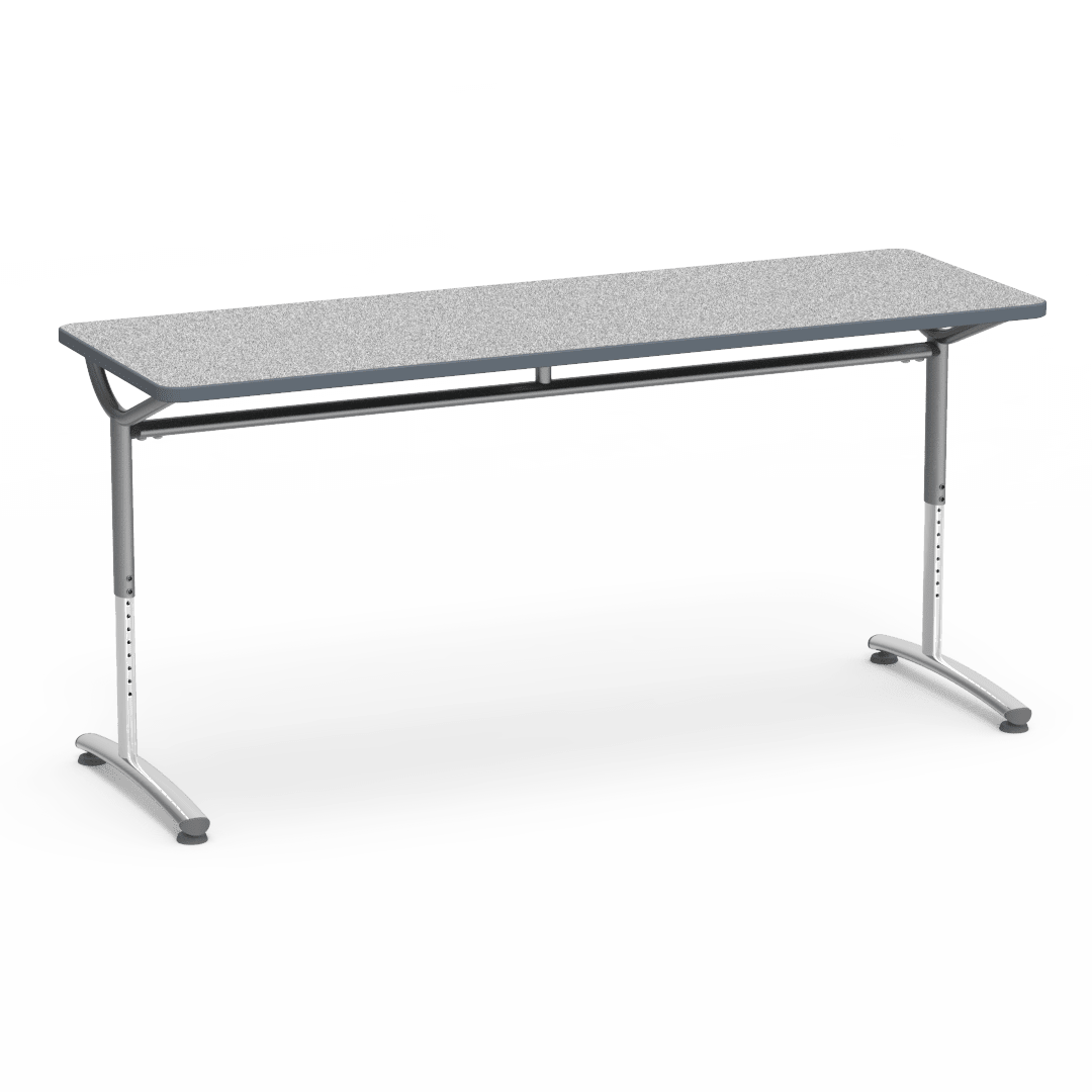 Virco TEXT Series Adjustable Height Training Table featuring Vertical Range and High - Performance Laminate Worksurface with Heavy - Gauge Steel Frame 72"W x 24"D x 26 - 34"H (TABLE - TE24728YADJ) - SchoolOutlet