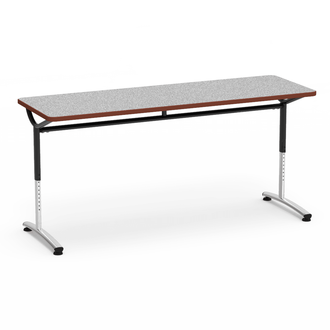 Virco TEXT Series Adjustable Height Training Table featuring Vertical Range and High - Performance Laminate Worksurface with Heavy - Gauge Steel Frame 72"W x 24"D x 26 - 34"H (TABLE - TE24728YADJ) - SchoolOutlet