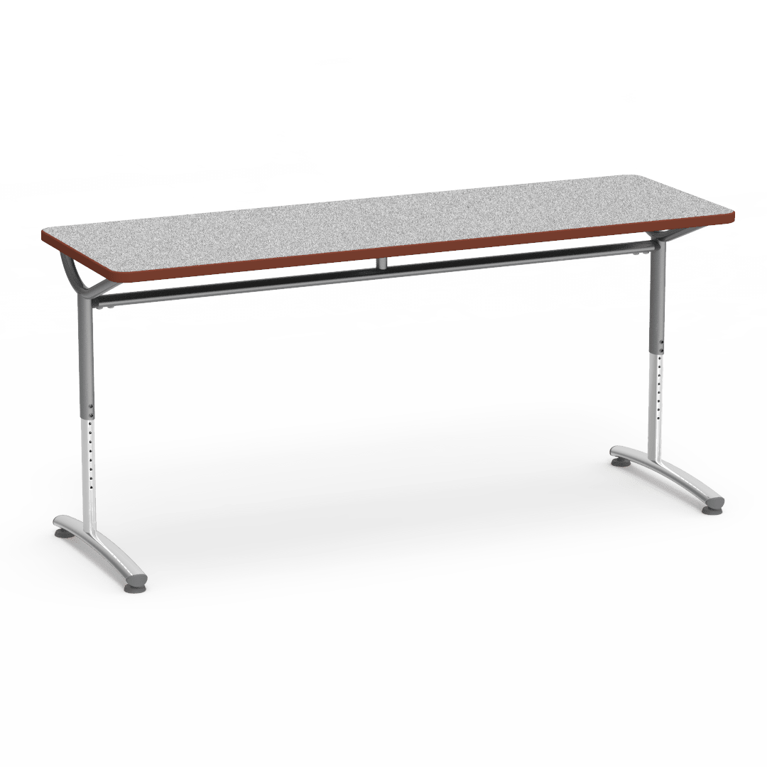 Virco TEXT Series Adjustable Height Training Table featuring Vertical Range and High - Performance Laminate Worksurface with Heavy - Gauge Steel Frame 72"W x 24"D x 26 - 34"H (TABLE - TE24728YADJ) - SchoolOutlet