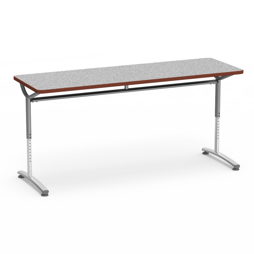 Virco TEXT Series Adjustable Height Training Table featuring Vertical Range and High - Performance Laminate Worksurface with Heavy - Gauge Steel Frame 72"W x 24"D x 26 - 34"H (TABLE - TE24728YADJ) - SchoolOutlet