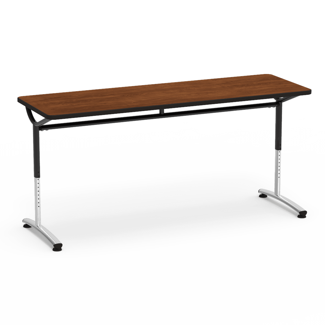 Virco TEXT Series Adjustable Height Training Table featuring Vertical Range and High - Performance Laminate Worksurface with Heavy - Gauge Steel Frame 72"W x 24"D x 26 - 34"H (TABLE - TE24728YADJ) - SchoolOutlet