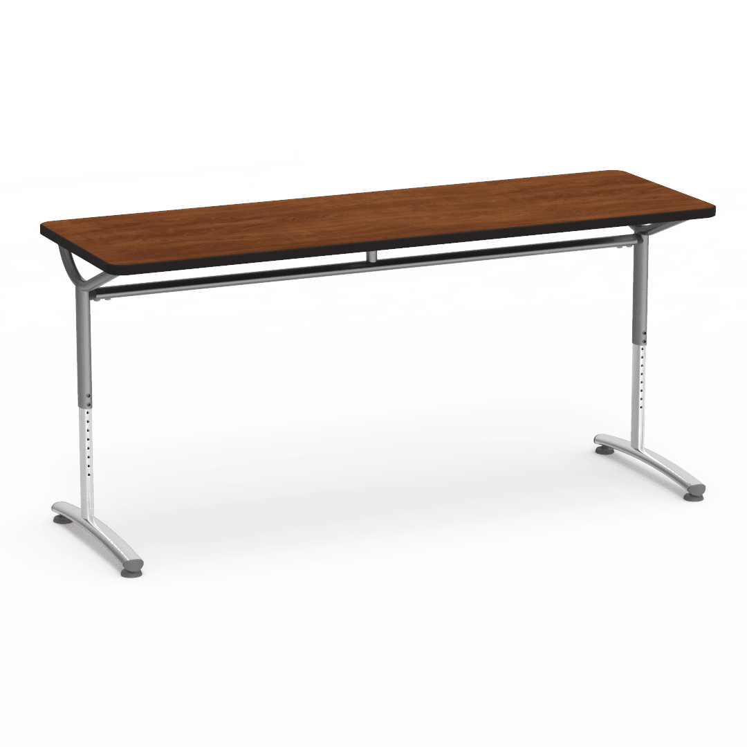 Virco TEXT Series Adjustable Height Training Table featuring Vertical Range and High - Performance Laminate Worksurface with Heavy - Gauge Steel Frame 72"W x 24"D x 26 - 34"H (TABLE - TE24728YADJ) - SchoolOutlet