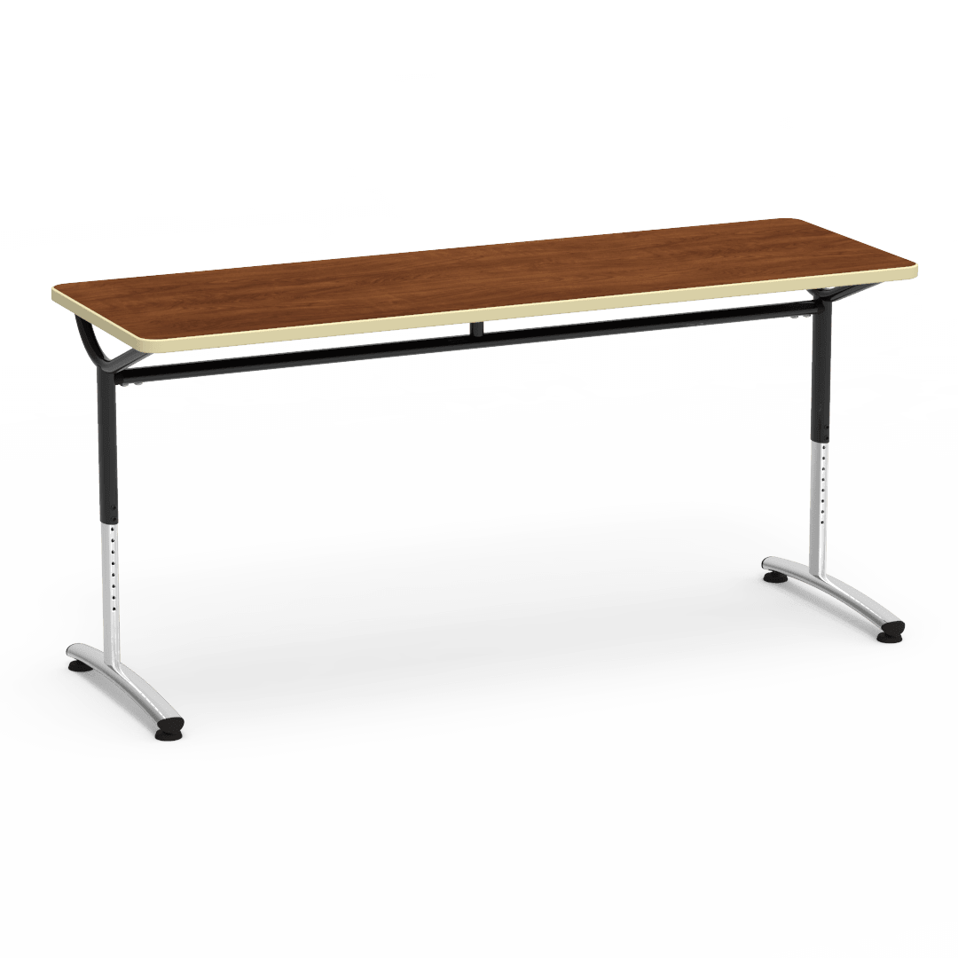 Virco TEXT Series Adjustable Height Training Table featuring Vertical Range and High - Performance Laminate Worksurface with Heavy - Gauge Steel Frame 72"W x 24"D x 26 - 34"H (TABLE - TE24728YADJ) - SchoolOutlet