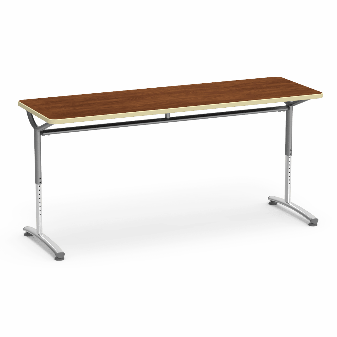 Virco TEXT Series Adjustable Height Training Table featuring Vertical Range and High - Performance Laminate Worksurface with Heavy - Gauge Steel Frame 72"W x 24"D x 26 - 34"H (TABLE - TE24728YADJ) - SchoolOutlet