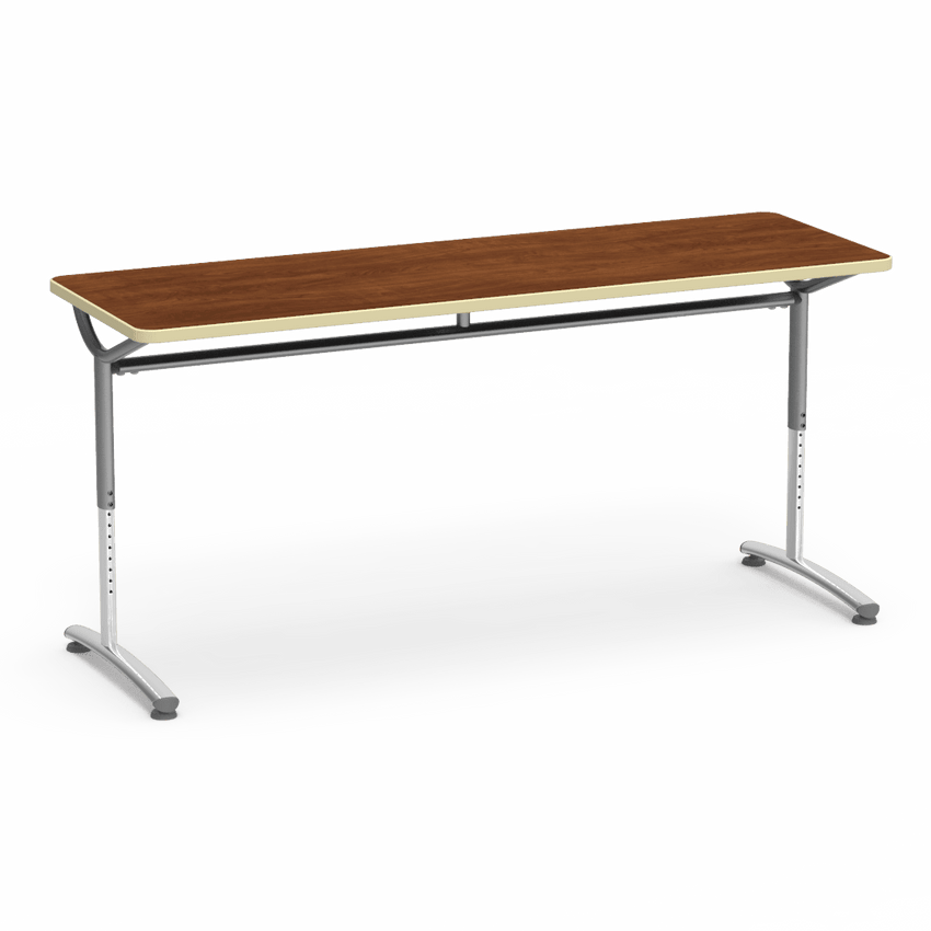 Virco TEXT Series Adjustable Height Training Table featuring Vertical Range and High - Performance Laminate Worksurface with Heavy - Gauge Steel Frame 72"W x 24"D x 26 - 34"H (TABLE - TE24728YADJ) - SchoolOutlet