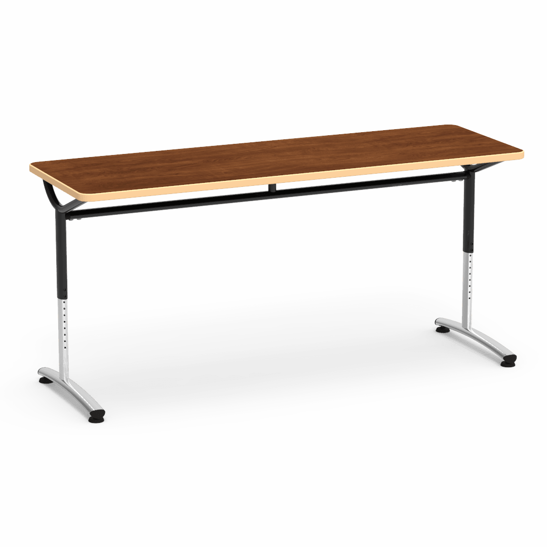Virco TEXT Series Adjustable Height Training Table featuring Vertical Range and High - Performance Laminate Worksurface with Heavy - Gauge Steel Frame 72"W x 24"D x 26 - 34"H (TABLE - TE24728YADJ) - SchoolOutlet