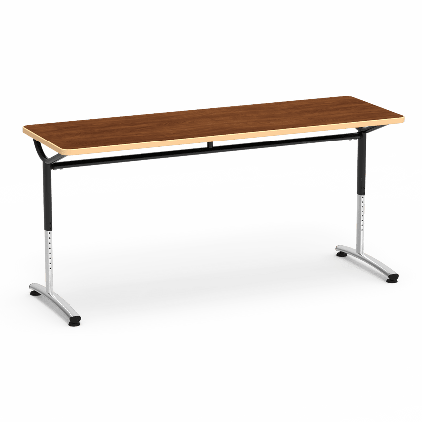 Virco TEXT Series Adjustable Height Training Table featuring Vertical Range and High - Performance Laminate Worksurface with Heavy - Gauge Steel Frame 72"W x 24"D x 26 - 34"H (TABLE - TE24728YADJ) - SchoolOutlet