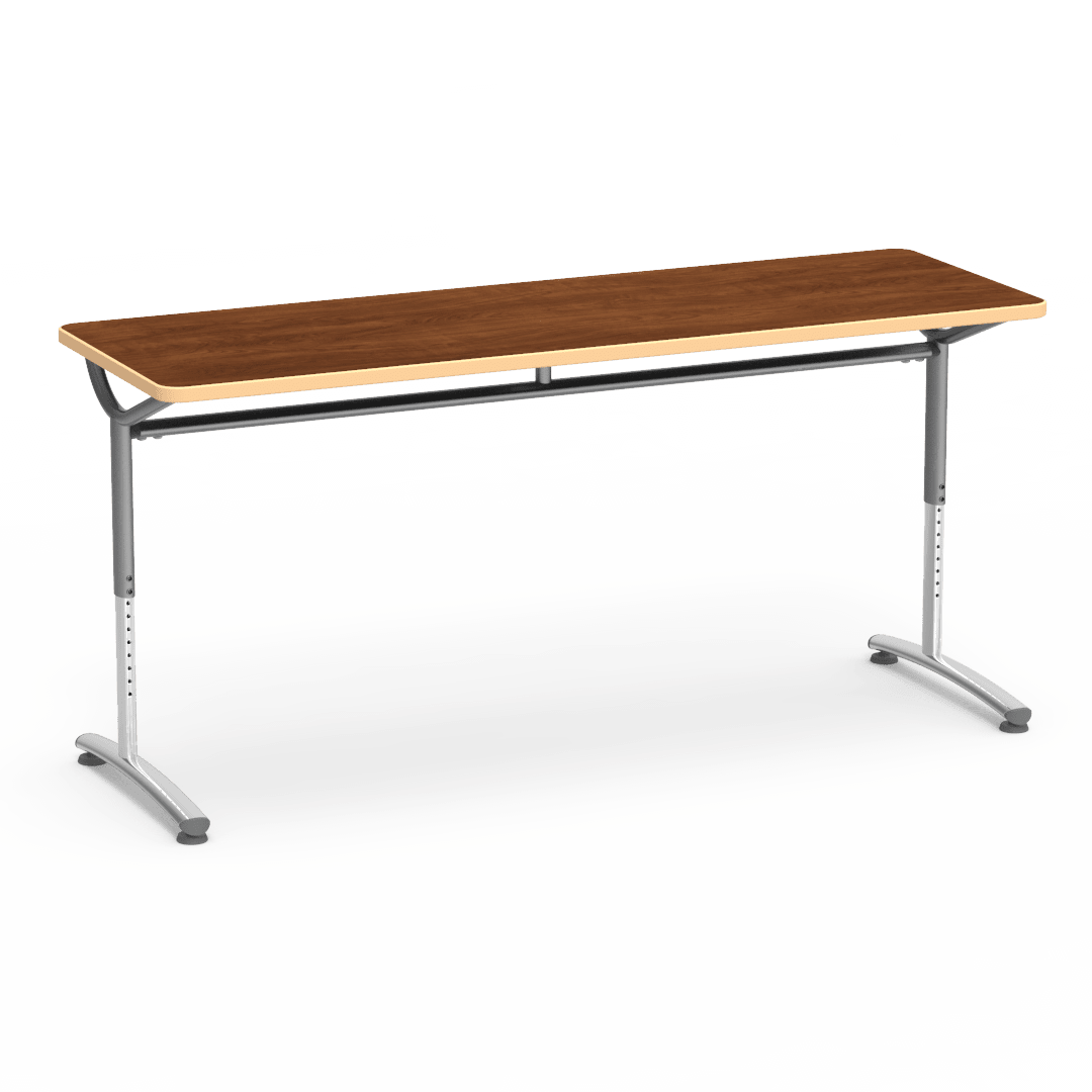 Virco TEXT Series Adjustable Height Training Table featuring Vertical Range and High - Performance Laminate Worksurface with Heavy - Gauge Steel Frame 72"W x 24"D x 26 - 34"H (TABLE - TE24728YADJ) - SchoolOutlet