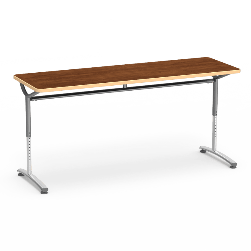 Virco TEXT Series Adjustable Height Training Table featuring Vertical Range and High - Performance Laminate Worksurface with Heavy - Gauge Steel Frame 72"W x 24"D x 26 - 34"H (TABLE - TE24728YADJ) - SchoolOutlet