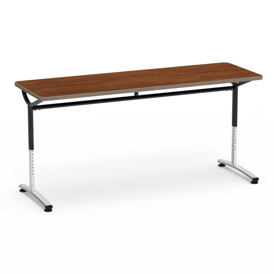 Virco TEXT Series Adjustable Height Training Table featuring Vertical Range and High - Performance Laminate Worksurface with Heavy - Gauge Steel Frame 72"W x 24"D x 26 - 34"H (TABLE - TE24728YADJ) - SchoolOutlet