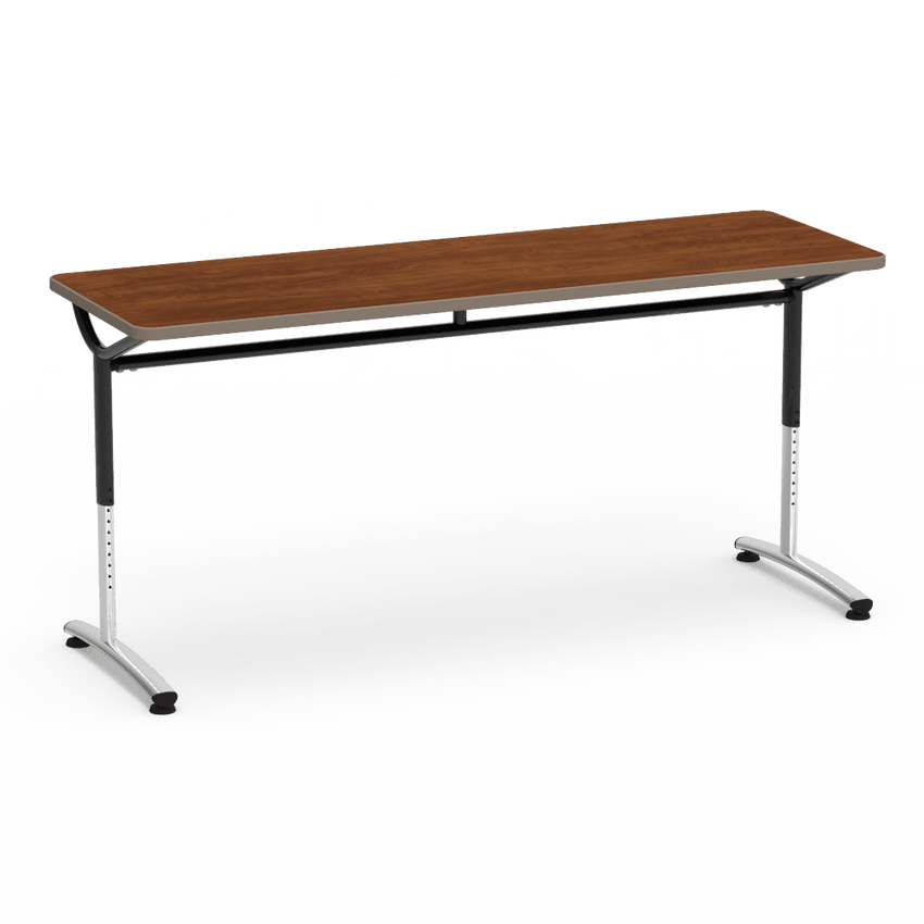 Virco TEXT Series Adjustable Height Training Table featuring Vertical Range and High - Performance Laminate Worksurface with Heavy - Gauge Steel Frame 72"W x 24"D x 26 - 34"H (TABLE - TE24728YADJ) - SchoolOutlet