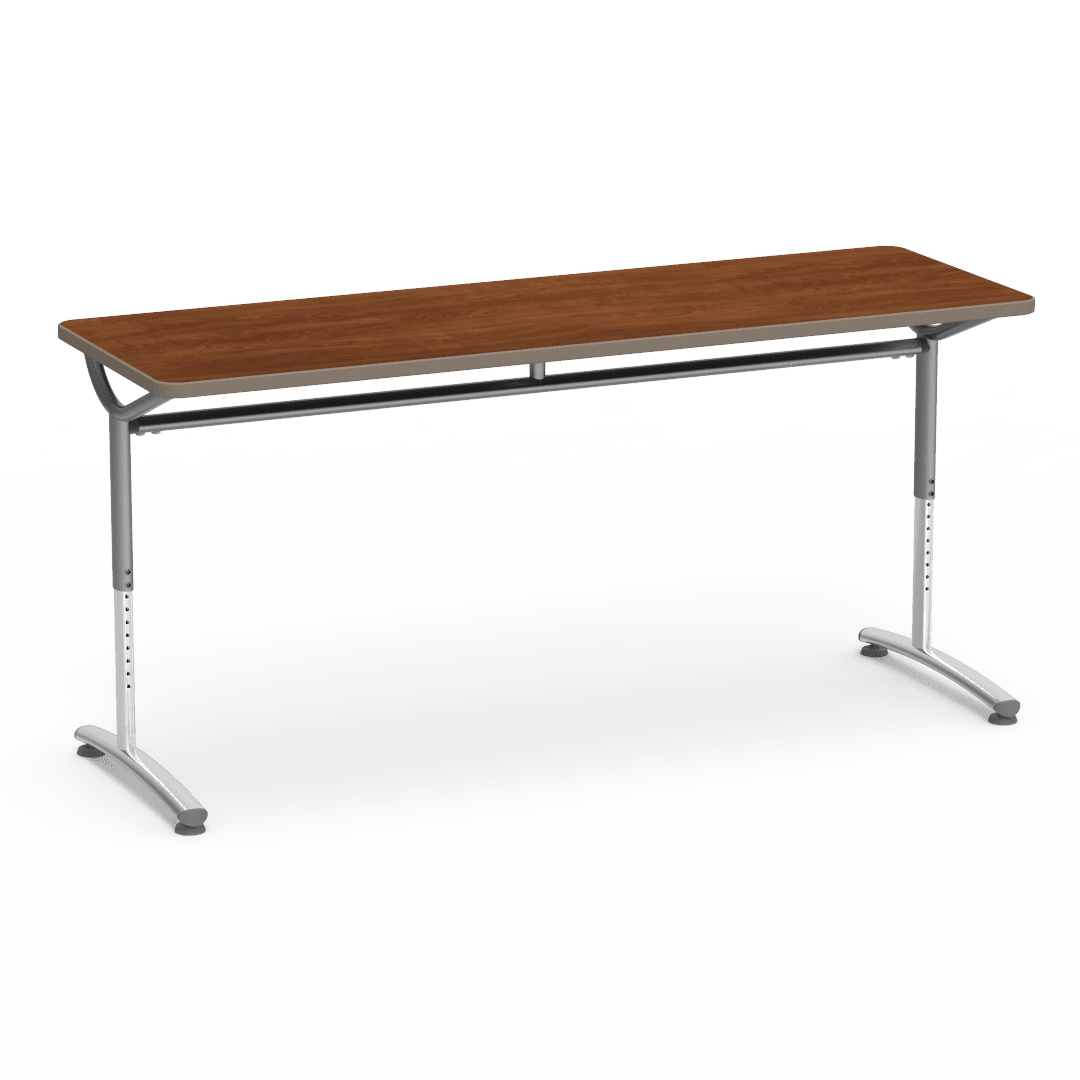Virco TEXT Series Adjustable Height Training Table featuring Vertical Range and High - Performance Laminate Worksurface with Heavy - Gauge Steel Frame 72"W x 24"D x 26 - 34"H (TABLE - TE24728YADJ) - SchoolOutlet
