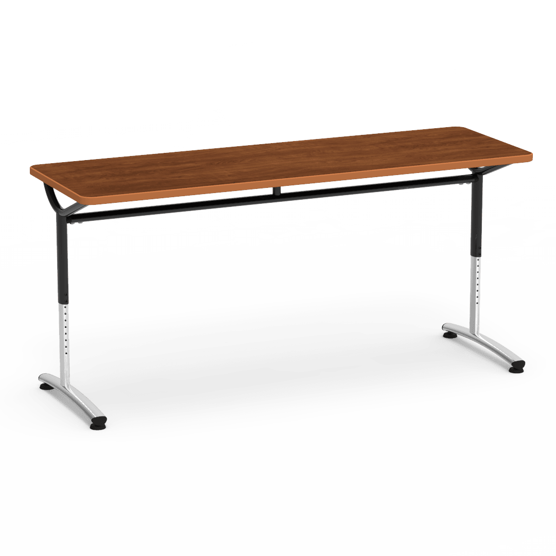 Virco TEXT Series Adjustable Height Training Table featuring Vertical Range and High - Performance Laminate Worksurface with Heavy - Gauge Steel Frame 72"W x 24"D x 26 - 34"H (TABLE - TE24728YADJ) - SchoolOutlet