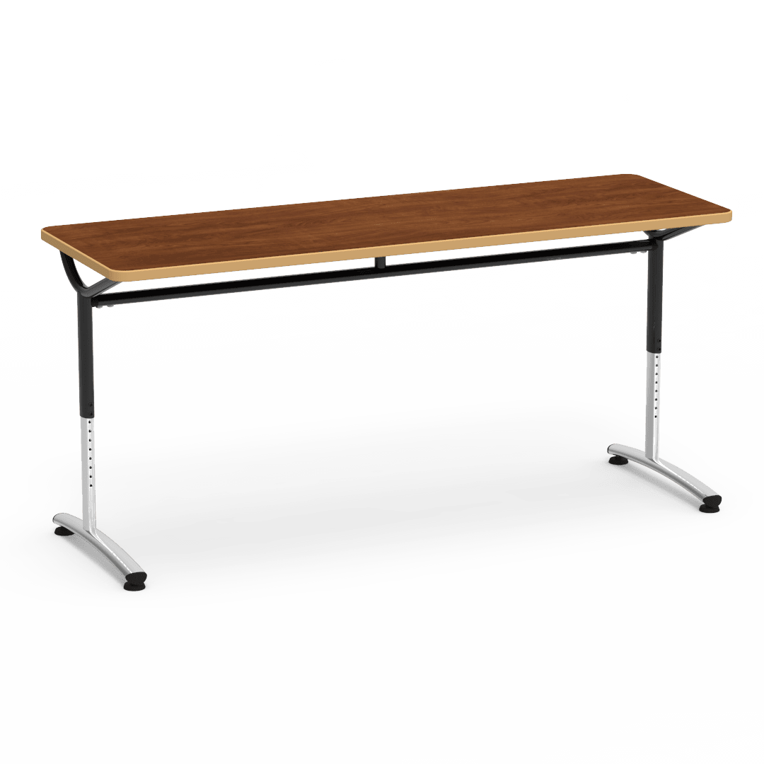 Virco TEXT Series Adjustable Height Training Table featuring Vertical Range and High - Performance Laminate Worksurface with Heavy - Gauge Steel Frame 72"W x 24"D x 26 - 34"H (TABLE - TE24728YADJ) - SchoolOutlet