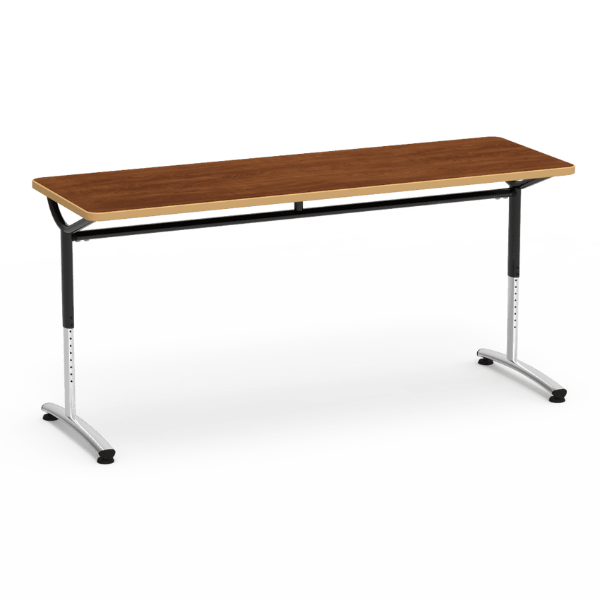 Virco TEXT Series Adjustable Height Training Table featuring Vertical Range and High - Performance Laminate Worksurface with Heavy - Gauge Steel Frame 72"W x 24"D x 26 - 34"H (TABLE - TE24728YADJ) - SchoolOutlet