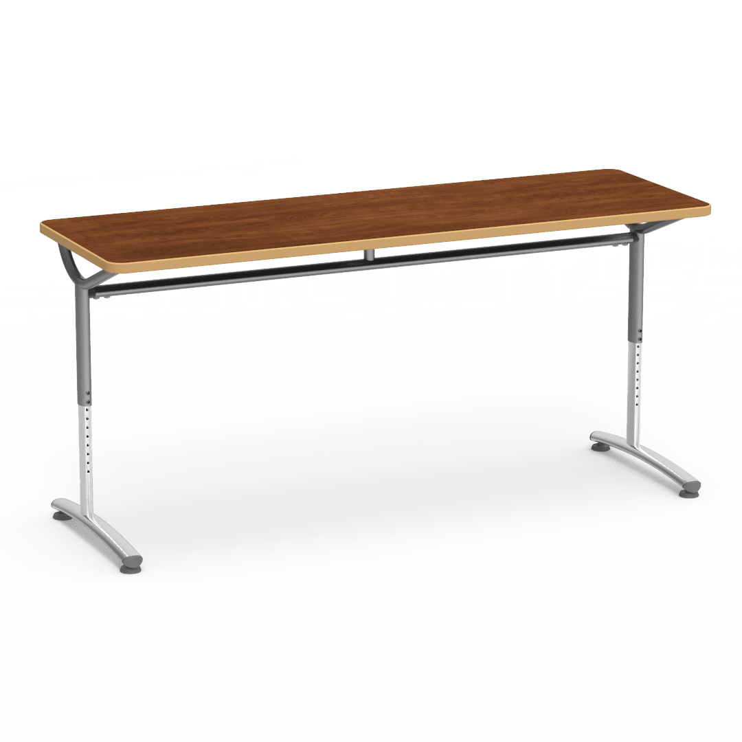 Virco TEXT Series Adjustable Height Training Table featuring Vertical Range and High - Performance Laminate Worksurface with Heavy - Gauge Steel Frame 72"W x 24"D x 26 - 34"H (TABLE - TE24728YADJ) - SchoolOutlet