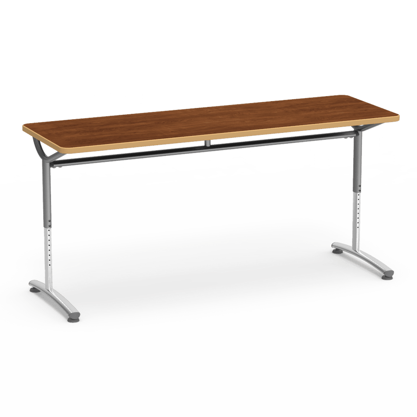 Virco TEXT Series Adjustable Height Training Table featuring Vertical Range and High - Performance Laminate Worksurface with Heavy - Gauge Steel Frame 72"W x 24"D x 26 - 34"H (TABLE - TE24728YADJ) - SchoolOutlet
