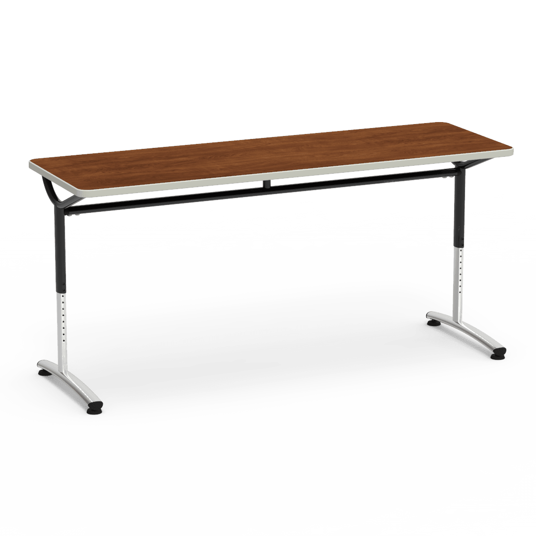 Virco TEXT Series Adjustable Height Training Table featuring Vertical Range and High - Performance Laminate Worksurface with Heavy - Gauge Steel Frame 72"W x 24"D x 26 - 34"H (TABLE - TE24728YADJ) - SchoolOutlet