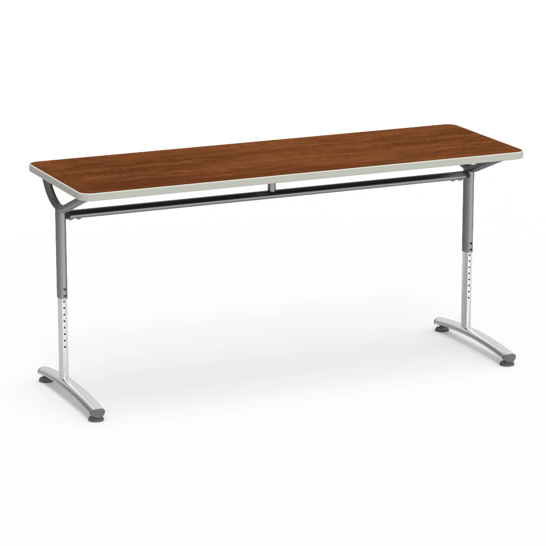 Virco TEXT Series Adjustable Height Training Table featuring Vertical Range and High - Performance Laminate Worksurface with Heavy - Gauge Steel Frame 72"W x 24"D x 26 - 34"H (TABLE - TE24728YADJ) - SchoolOutlet