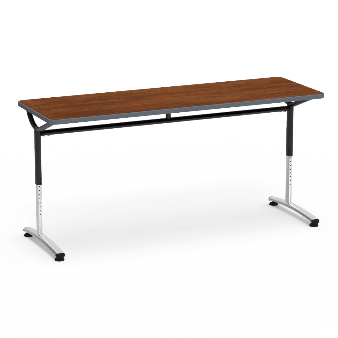 Virco TEXT Series Adjustable Height Training Table featuring Vertical Range and High - Performance Laminate Worksurface with Heavy - Gauge Steel Frame 72"W x 24"D x 26 - 34"H (TABLE - TE24728YADJ) - SchoolOutlet