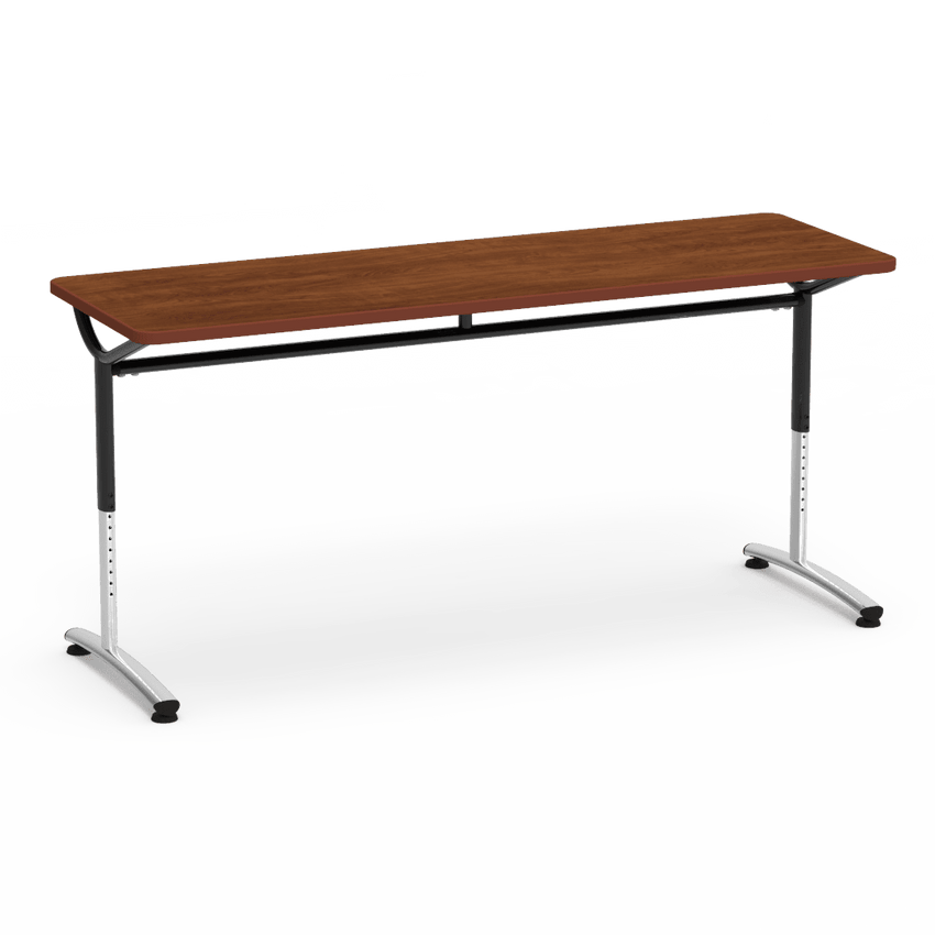 Virco TEXT Series Adjustable Height Training Table featuring Vertical Range and High - Performance Laminate Worksurface with Heavy - Gauge Steel Frame 72"W x 24"D x 26 - 34"H (TABLE - TE24728YADJ) - SchoolOutlet