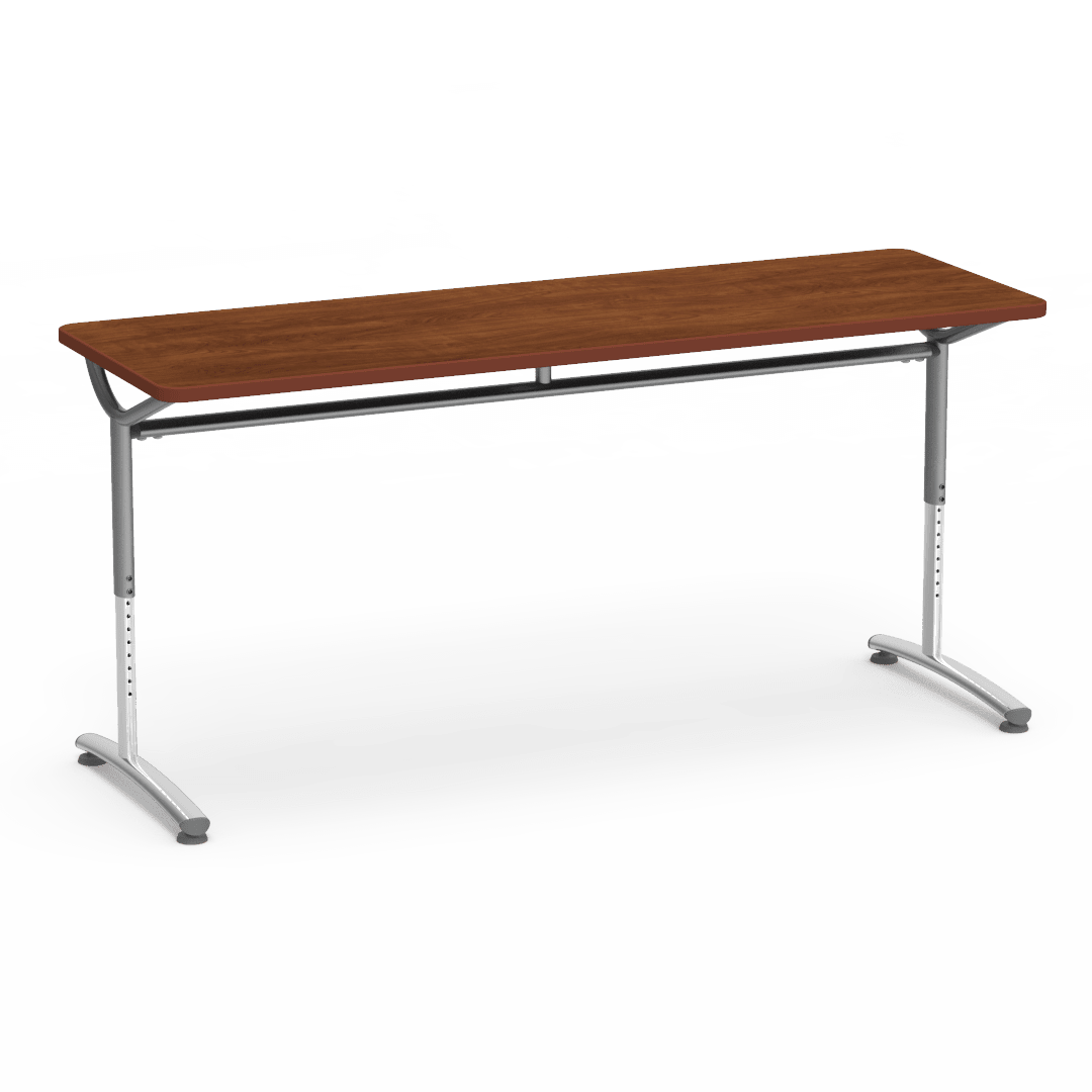 Virco TEXT Series Adjustable Height Training Table featuring Vertical Range and High - Performance Laminate Worksurface with Heavy - Gauge Steel Frame 72"W x 24"D x 26 - 34"H (TABLE - TE24728YADJ) - SchoolOutlet