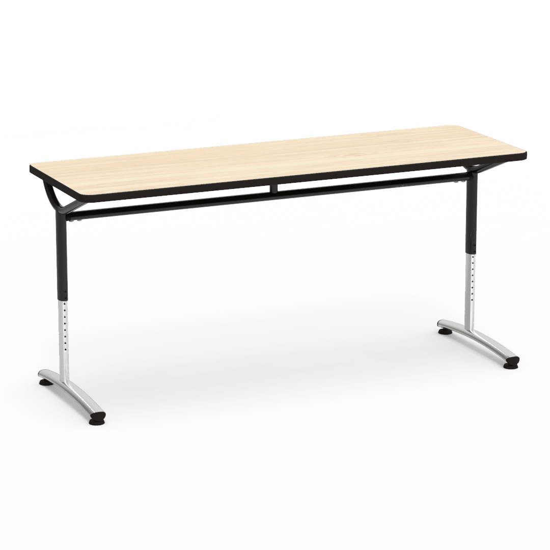 Virco TEXT Series Adjustable Height Training Table featuring Vertical Range and High - Performance Laminate Worksurface with Heavy - Gauge Steel Frame 72"W x 24"D x 26 - 34"H (TABLE - TE24728YADJ) - SchoolOutlet
