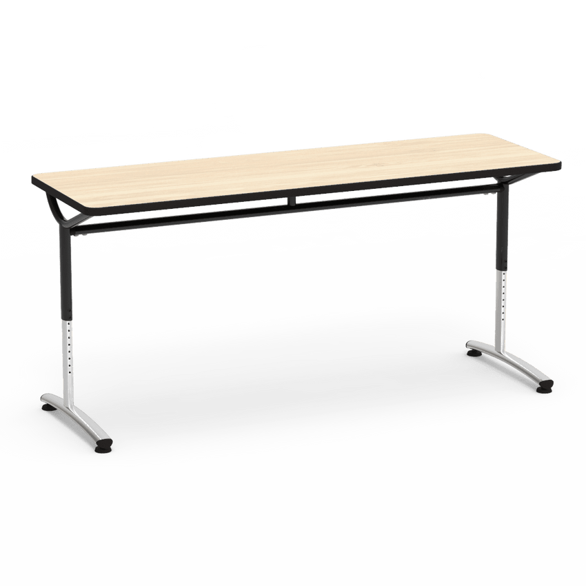 Virco TEXT Series Adjustable Height Training Table featuring Vertical Range and High - Performance Laminate Worksurface with Heavy - Gauge Steel Frame 72"W x 24"D x 26 - 34"H (TABLE - TE24728YADJ) - SchoolOutlet