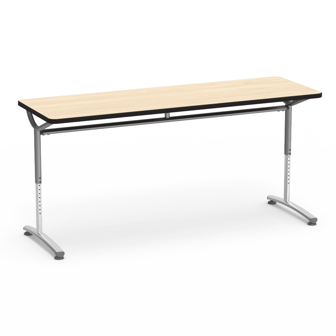 Virco TEXT Series Adjustable Height Training Table featuring Vertical Range and High - Performance Laminate Worksurface with Heavy - Gauge Steel Frame 72"W x 24"D x 26 - 34"H (TABLE - TE24728YADJ) - SchoolOutlet