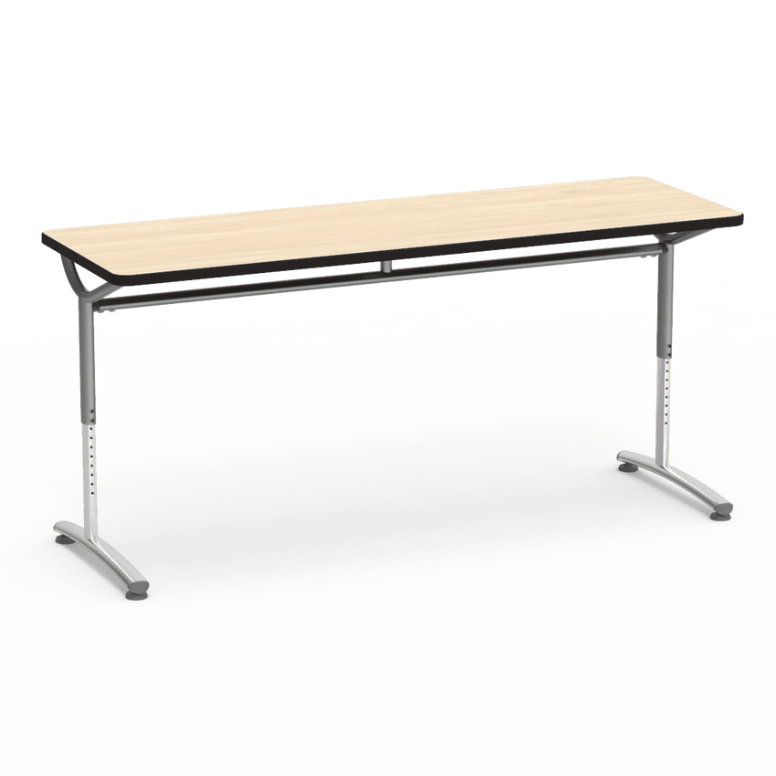 Virco TEXT Series Adjustable Height Training Table featuring Vertical Range and High - Performance Laminate Worksurface with Heavy - Gauge Steel Frame 72"W x 24"D x 26 - 34"H (TABLE - TE24728YADJ) - SchoolOutlet