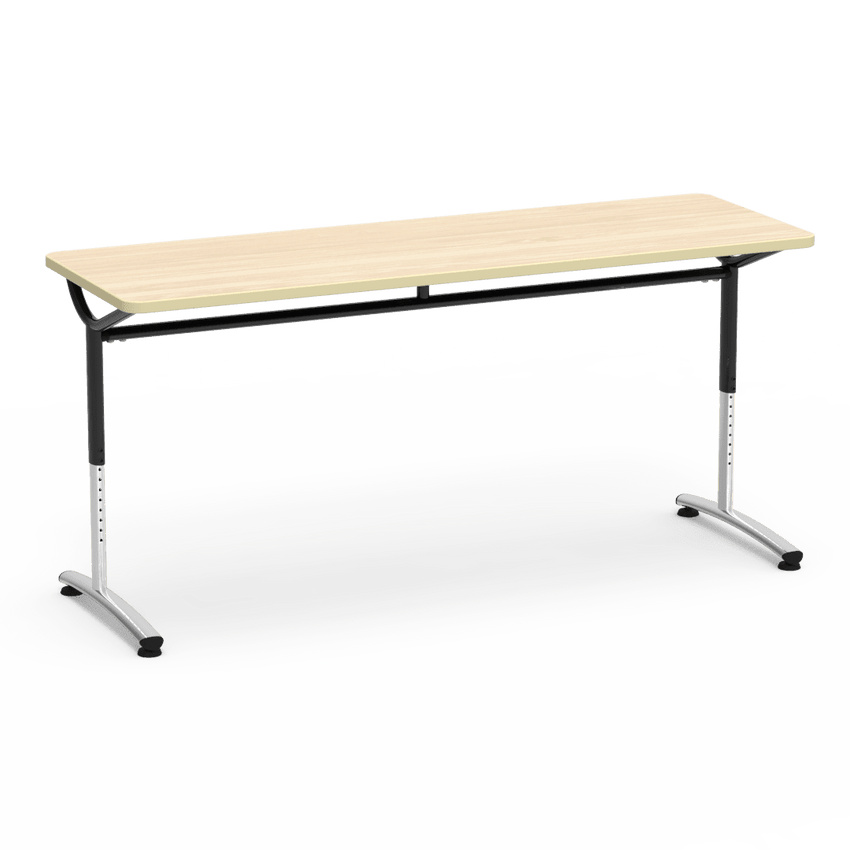 Virco TEXT Series Adjustable Height Training Table featuring Vertical Range and High - Performance Laminate Worksurface with Heavy - Gauge Steel Frame 72"W x 24"D x 26 - 34"H (TABLE - TE24728YADJ) - SchoolOutlet