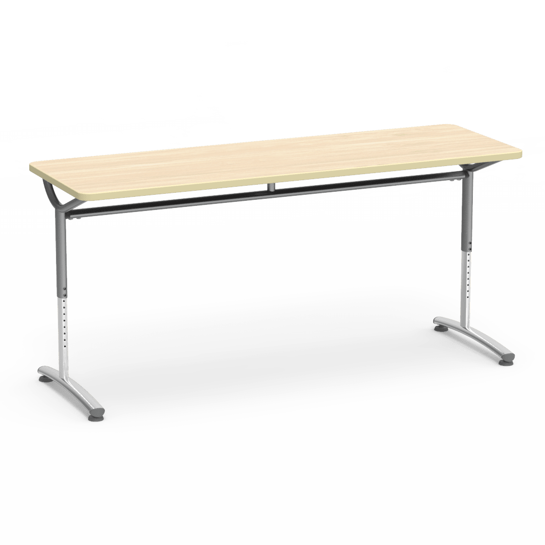 Virco TEXT Series Adjustable Height Training Table featuring Vertical Range and High - Performance Laminate Worksurface with Heavy - Gauge Steel Frame 72"W x 24"D x 26 - 34"H (TABLE - TE24728YADJ) - SchoolOutlet