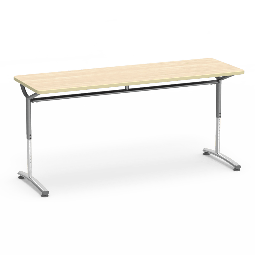 Virco TEXT Series Adjustable Height Training Table featuring Vertical Range and High - Performance Laminate Worksurface with Heavy - Gauge Steel Frame 72"W x 24"D x 26 - 34"H (TABLE - TE24728YADJ) - SchoolOutlet