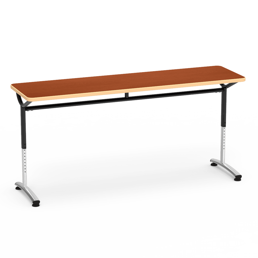 Virco TEXT Series Adjustable Height Training Table featuring Vertical Range and High - Performance Laminate Worksurface with Heavy - Gauge Steel Frame 72"W x 24"D x 26 - 34"H (TABLE - TE24728YADJ) - SchoolOutlet