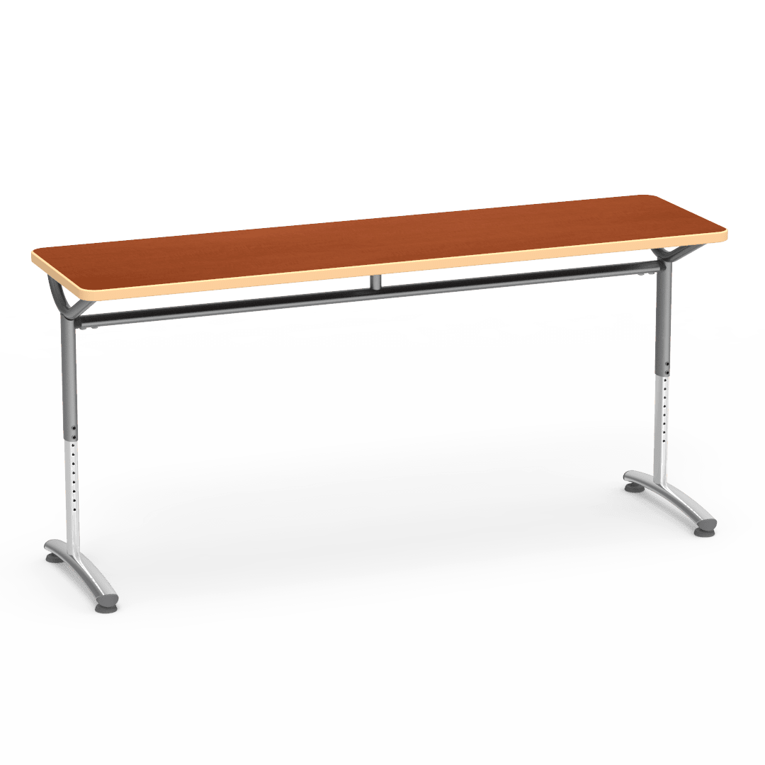 Virco TEXT Series Adjustable Height Training Table featuring Vertical Range and High - Performance Laminate Worksurface with Heavy - Gauge Steel Frame 72"W x 24"D x 26 - 34"H (TABLE - TE24728YADJ) - SchoolOutlet