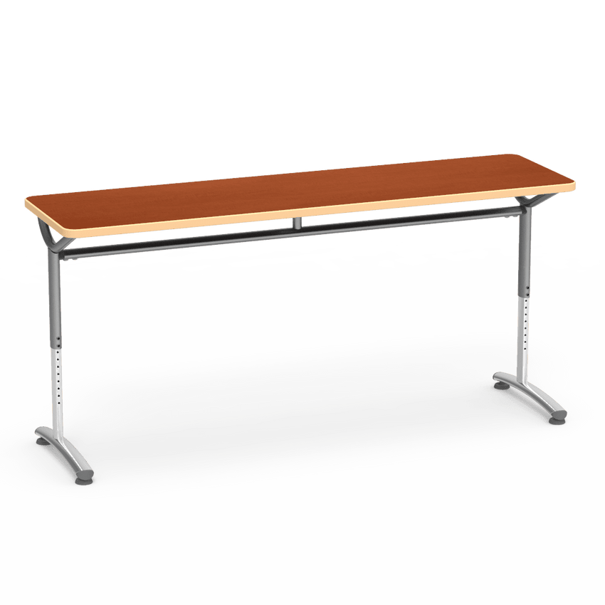 Virco TEXT Series Adjustable Height Training Table featuring Vertical Range and High - Performance Laminate Worksurface with Heavy - Gauge Steel Frame 72"W x 24"D x 26 - 34"H (TABLE - TE24728YADJ) - SchoolOutlet