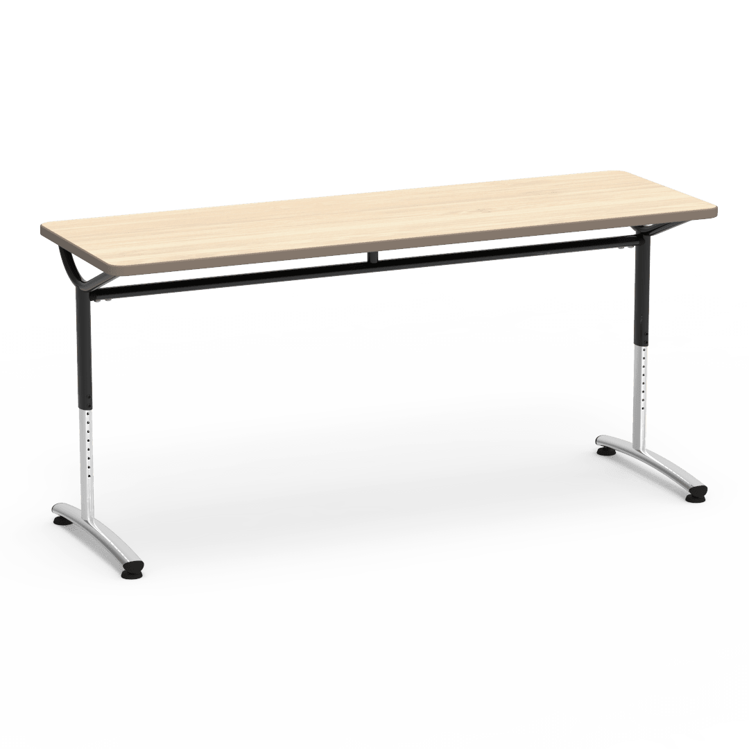 Virco TEXT Series Adjustable Height Training Table featuring Vertical Range and High - Performance Laminate Worksurface with Heavy - Gauge Steel Frame 72"W x 24"D x 26 - 34"H (TABLE - TE24728YADJ) - SchoolOutlet