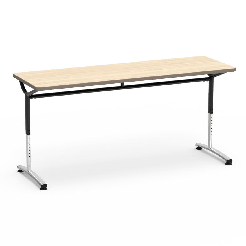Virco TEXT Series Adjustable Height Training Table featuring Vertical Range and High - Performance Laminate Worksurface with Heavy - Gauge Steel Frame 72"W x 24"D x 26 - 34"H (TABLE - TE24728YADJ) - SchoolOutlet