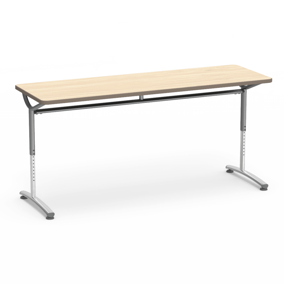 Virco TEXT Series Adjustable Height Training Table featuring Vertical Range and High - Performance Laminate Worksurface with Heavy - Gauge Steel Frame 72"W x 24"D x 26 - 34"H (TABLE - TE24728YADJ) - SchoolOutlet