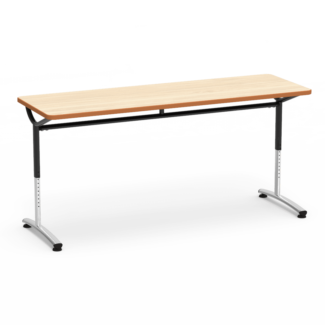 Virco TEXT Series Adjustable Height Training Table featuring Vertical Range and High - Performance Laminate Worksurface with Heavy - Gauge Steel Frame 72"W x 24"D x 26 - 34"H (TABLE - TE24728YADJ) - SchoolOutlet