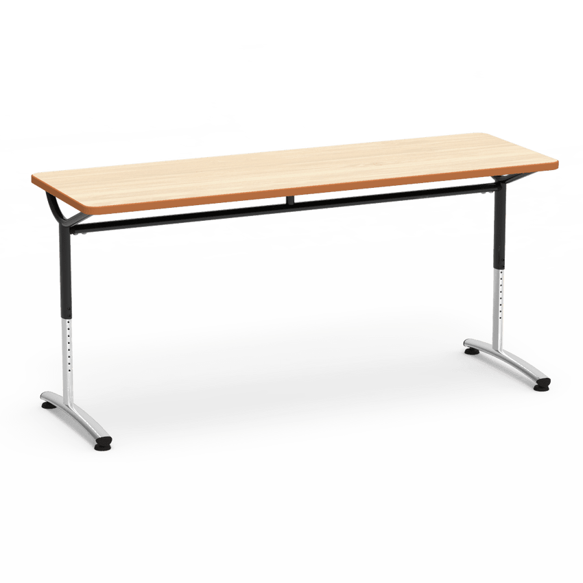 Virco TEXT Series Adjustable Height Training Table featuring Vertical Range and High - Performance Laminate Worksurface with Heavy - Gauge Steel Frame 72"W x 24"D x 26 - 34"H (TABLE - TE24728YADJ) - SchoolOutlet