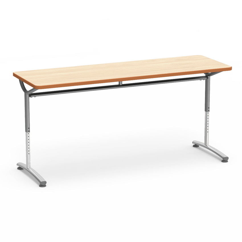 Virco TEXT Series Adjustable Height Training Table featuring Vertical Range and High - Performance Laminate Worksurface with Heavy - Gauge Steel Frame 72"W x 24"D x 26 - 34"H (TABLE - TE24728YADJ) - SchoolOutlet